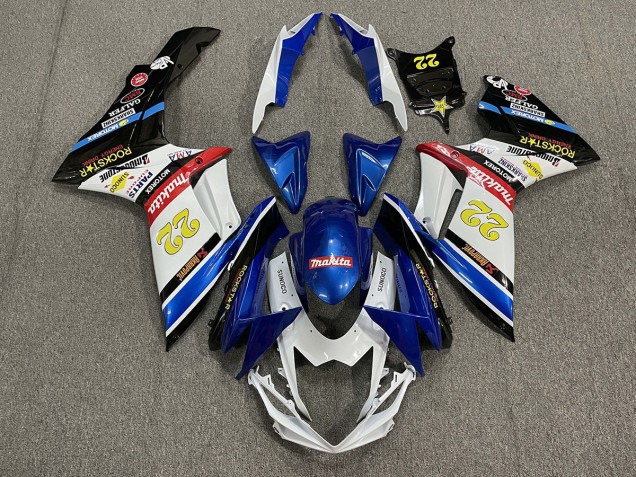 22 Rockstar Blanc & Bleu 11-24 Suzuki GSXR 600-750 Carénage