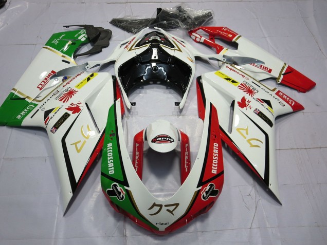 77 Blanc Rouge Vert 07-14 Ducati 848 1098 1198 Carénage 77 Blanc Rouge Vert 07-14 Ducati 848 1098 1198 Carénage