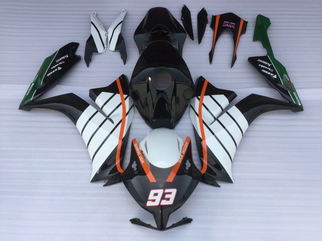 93 Baracuda Blanc & Noir 12-16 Honda CBR1000RR Carénage 93 Baracuda Blanc & Noir 12-16 Honda CBR1000RR Carénage
