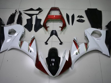 Accents Blanc Brillant & Rouge 03-04 Yamaha R6 Carénage