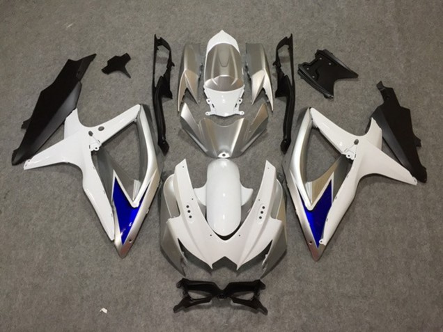 Argent Blanc Bleu 08-10 Suzuki GSXR 600-750 Carénage Argent Blanc Bleu 08-10 Suzuki GSXR 600-750 Carénage