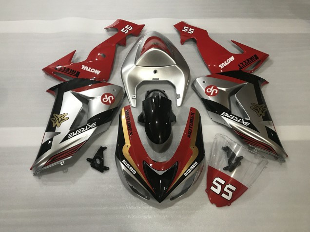 Argent Brillant & Rouge 06-07 Kawasaki ZX10R Carénage Argent Brillant & Rouge 06-07 Kawasaki ZX10R Carénage