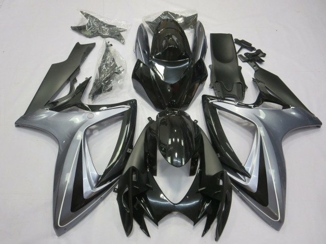 Argent Clair & Noir 06-07 Suzuki GSXR 600-750 Carénage