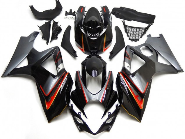 Argent & Noir Avec Rouge 07-08 Suzuki GSXR 1000 Carénage Argent & Noir Avec Rouge 07-08 Suzuki GSXR 1000 Carénage