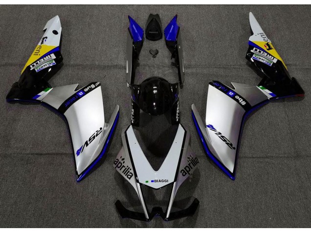 Argent Pirelli & Bleu 10-15 Aprilia RSV4 1000 Carénage Argent Pirelli & Bleu 10-15 Aprilia RSV4 1000 Carénage