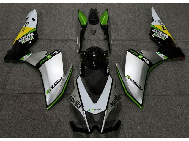 Argent Pirelli & Vert 10-15 Aprilia RSV4 1000 Carénage Argent Pirelli & Vert 10-15 Aprilia RSV4 1000 Carénage