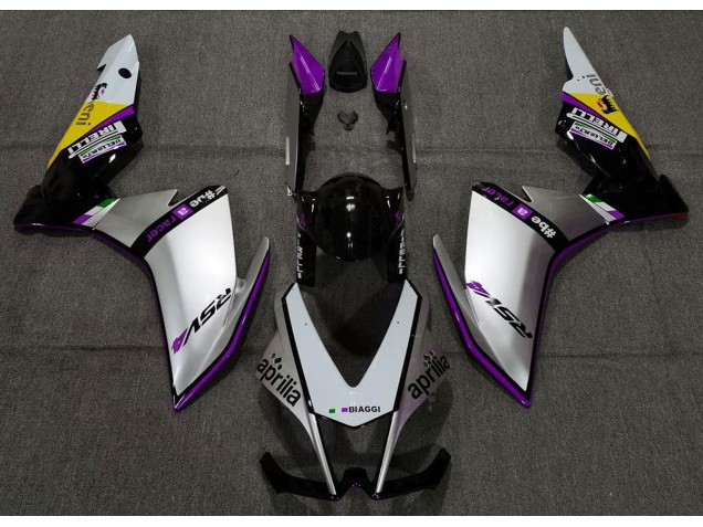 Argent Pirelli & Violet 10-15 Aprilia RSV4 1000 Carénage Argent Pirelli & Violet 10-15 Aprilia RSV4 1000 Carénage