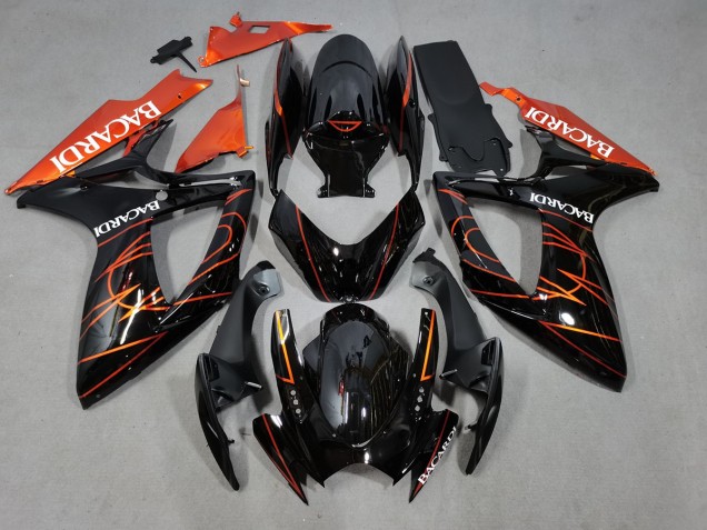 Bacardi Noir & Orange 06-07 Suzuki GSXR 600-750 Carénage Bacardi Noir & Orange 06-07 Suzuki GSXR 600-750 Carénage