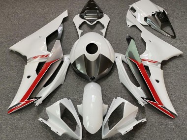 Blanc Brillant Argent & Rouge 08-16 Yamaha R6 Carénage