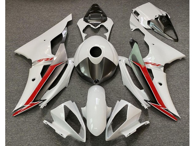 Blanc Brillant Argent & Rouge 08-16 Yamaha R6 Carénage Blanc Brillant Argent & Rouge 08-16 Yamaha R6 Carénage