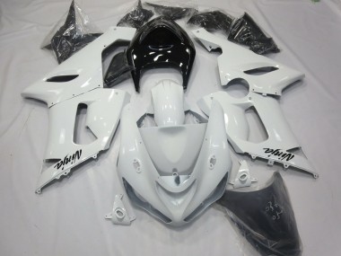 Blanc Brillant Avec Queue Noire 05-06 Kawasaki ZX6R Carénage