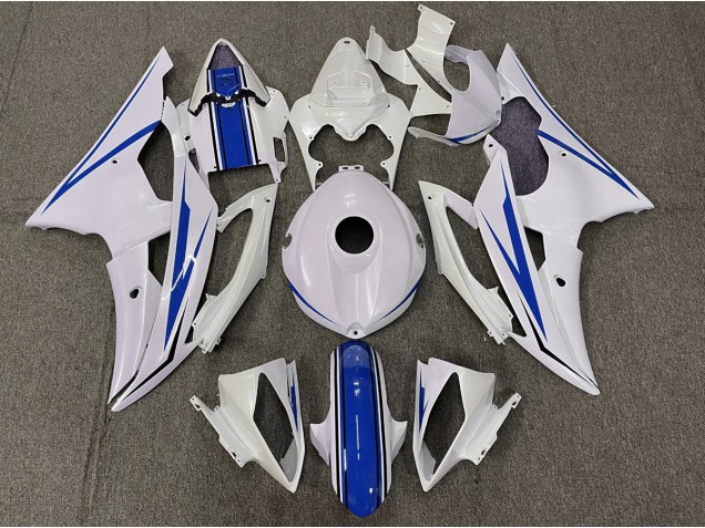 Blanc Brillant & Bleu 08-16 Yamaha R6 Carénage Blanc Brillant & Bleu 08-16 Yamaha R6 Carénage