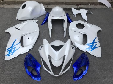 Blanc Brillant & Bleu 08-20 Suzuki GSXR 1300 Carénage