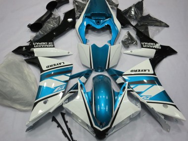 Blanc Brillant & Bleu Clair 07-08 Yamaha R1 Carénage