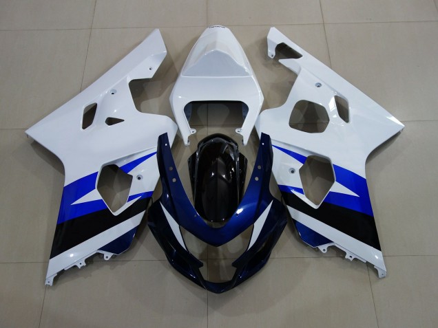 Blanc Brillant & Bleu Profond 04-05 Suzuki GSXR 600-750 Carénage Blanc Brillant & Bleu Profond 04-05 Suzuki GSXR 600-750 Carénage