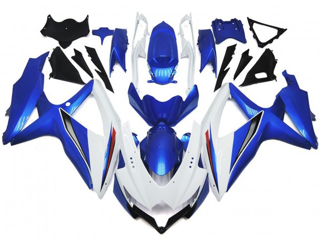 Blanc Brillant Brillant Avec Argent & Bleu 08-10 Suzuki GSXR 600-750 Carénage Blanc Brillant Brillant Avec Argent & Bleu 08-10 Suzuki GSXR 600-750 Carénage