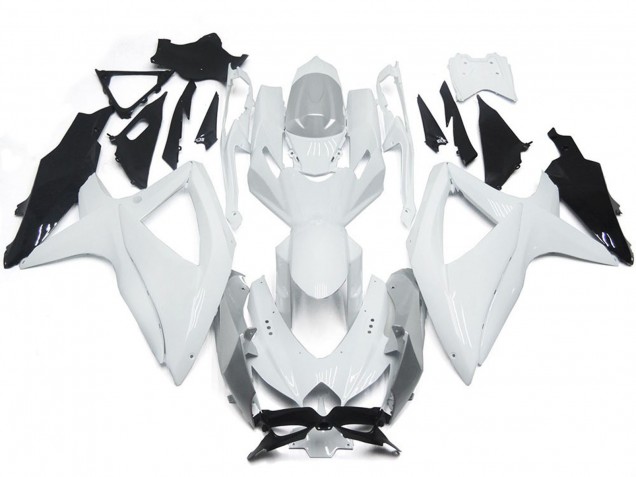 Blanc Brillant Brillant Avec De L'Argent 08-10 Suzuki GSXR 600-750 Carénage Blanc Brillant Brillant Avec De L'Argent 08-10 Suzuki GSXR 600-750 Carénage