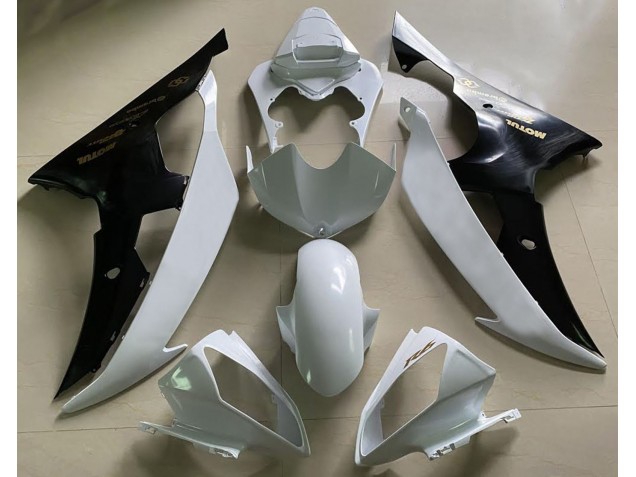 Blanc Brillant & Noir & Or 08-16 Yamaha R6 Carénage Blanc Brillant & Noir & Or 08-16 Yamaha R6 Carénage