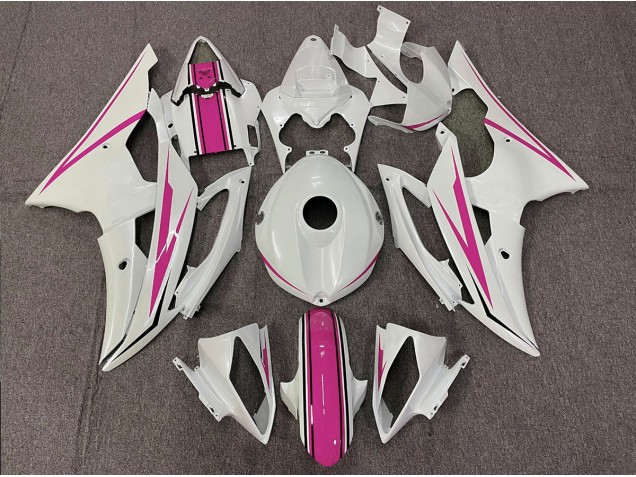 Blanc Brillant & Rose 08-16 Yamaha R6 Carénage Blanc Brillant & Rose 08-16 Yamaha R6 Carénage