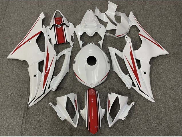 Blanc Brillant & Rouge 08-16 Yamaha R6 Carénage Blanc Brillant & Rouge 08-16 Yamaha R6 Carénage