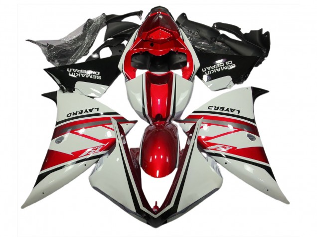 Blanc Brillant & Rouge 12-14 Yamaha R1 Carénage Blanc Brillant & Rouge 12-14 Yamaha R1 Carénage