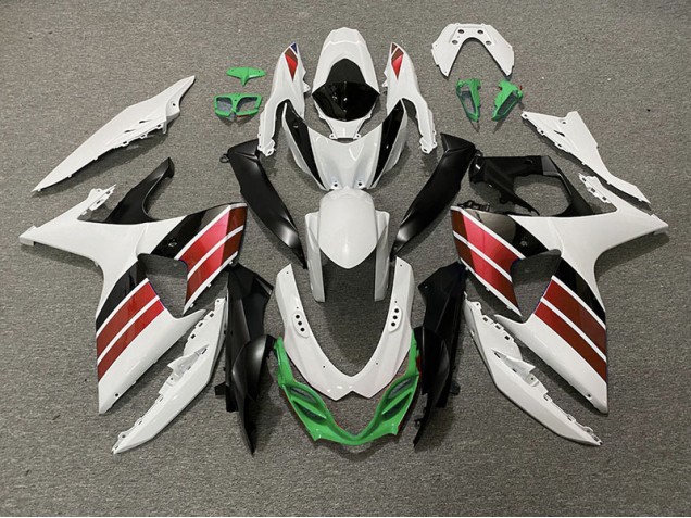 Blanc Brillant Rouge Noir & Vert 09-16 Suzuki GSXR 1000 Carénage Blanc Brillant Rouge Noir & Vert 09-16 Suzuki GSXR 1000 Carénage