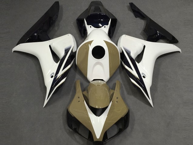 Blanc Brillant Tan Noir 06-07 Honda CBR1000RR Carénage Blanc Brillant Tan Noir 06-07 Honda CBR1000RR Carénage