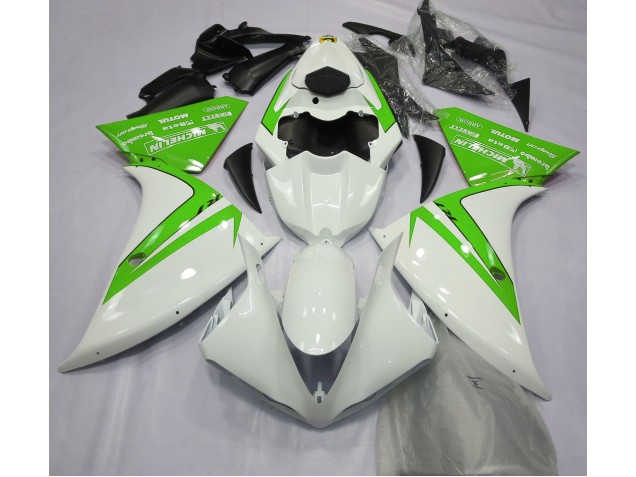 Blanc Brillant & Vert 12-14 Yamaha R1 Carénage Blanc Brillant & Vert 12-14 Yamaha R1 Carénage