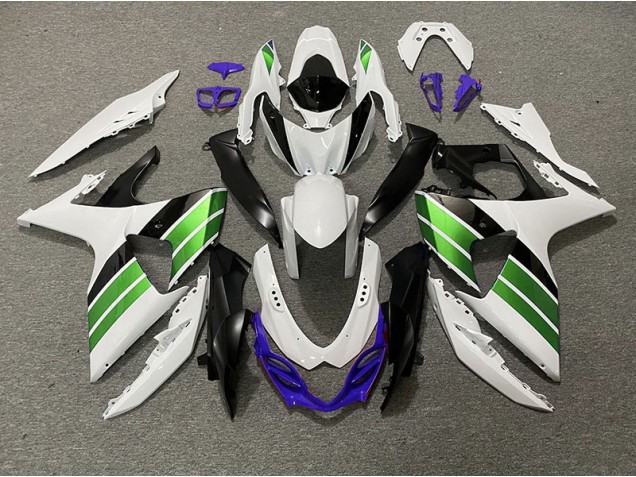 Blanc Brillant Vert Noir & Violet 09-16 Suzuki GSXR 1000 Carénage Blanc Brillant Vert Noir & Violet 09-16 Suzuki GSXR 1000 Carénage