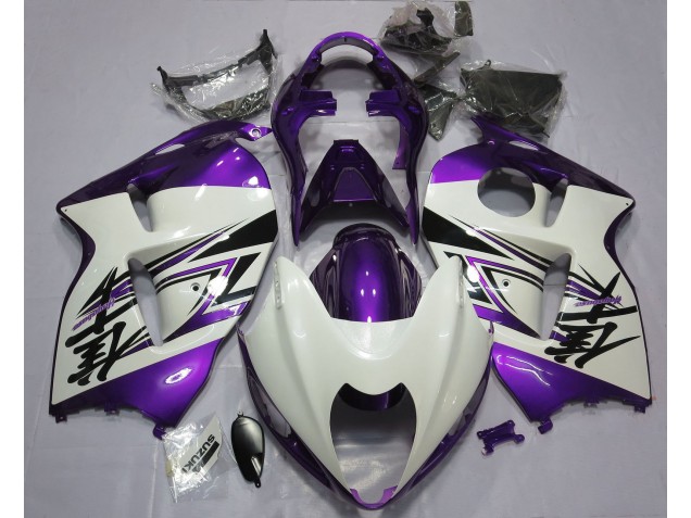 Blanc Brillant & Violet 97-07 Suzuki GSXR 1300 Carénage Blanc Brillant & Violet 97-07 Suzuki GSXR 1300 Carénage