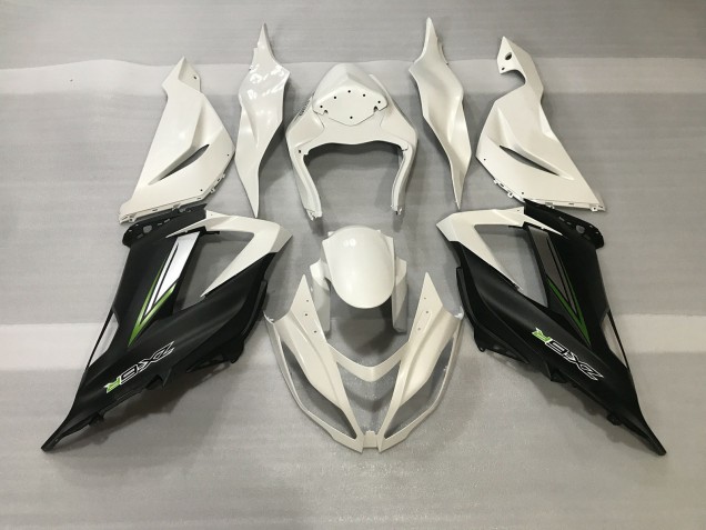 Blanc Cristal & Noir Satiné 13-18 Kawasaki ZX6R Carénage Blanc Cristal & Noir Satiné 13-18 Kawasaki ZX6R Carénage