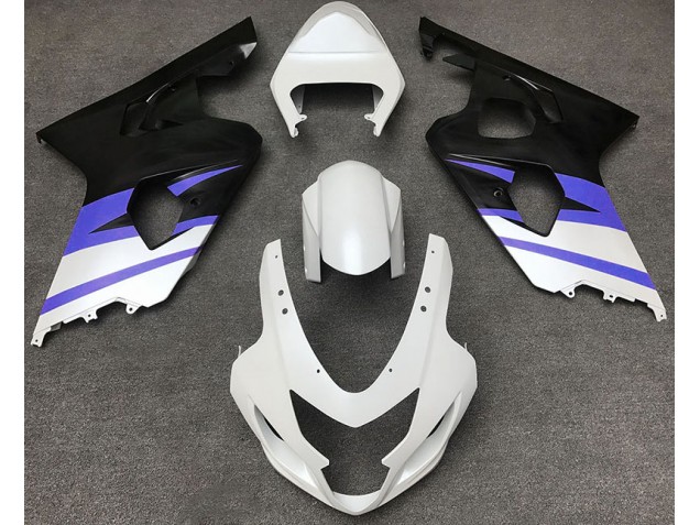 Blanc Mat & Bleu 04-05 Suzuki GSXR 600-750 Carénage Blanc Mat & Bleu 04-05 Suzuki GSXR 600-750 Carénage