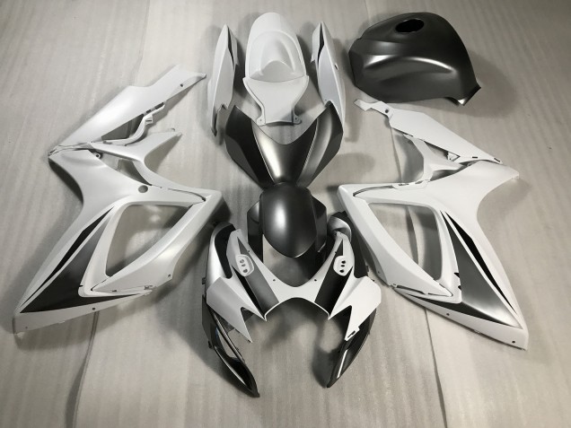 Blanc Mat & Gris 06-07 Suzuki GSXR 600-750 Carénage Blanc Mat & Gris 06-07 Suzuki GSXR 600-750 Carénage