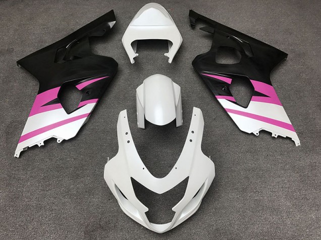 Blanc Mat & Rose 04-05 Suzuki GSXR 600-750 Carénage Blanc Mat & Rose 04-05 Suzuki GSXR 600-750 Carénage