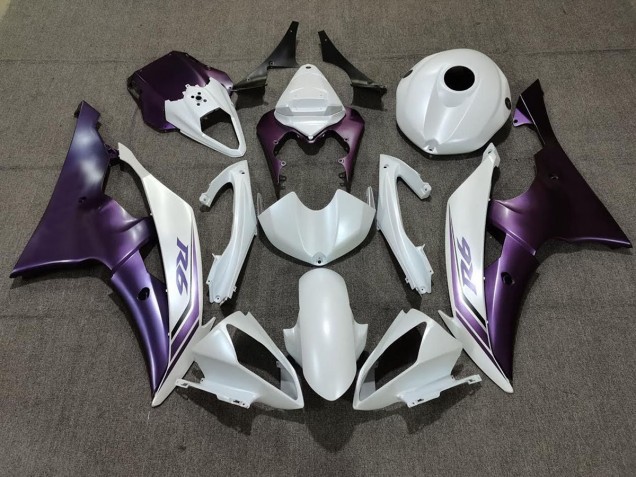 Blanc Mat & Violet 08-16 Yamaha R6 Carénage Blanc Mat & Violet 08-16 Yamaha R6 Carénage