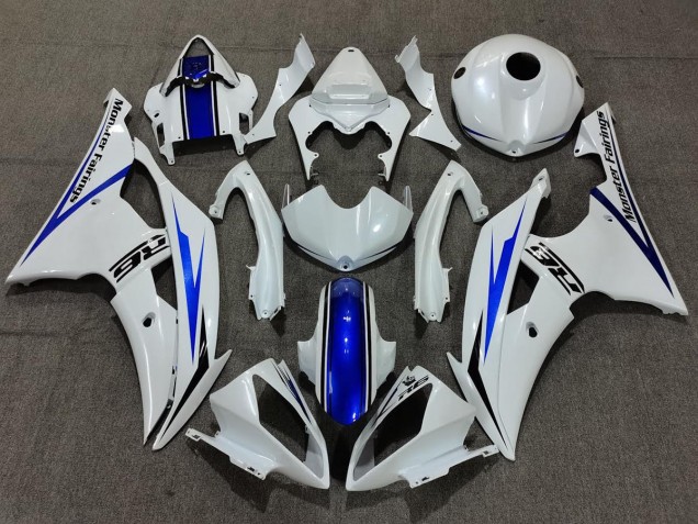 Blanc Nacré & Bleu 08-16 Yamaha R6 Carénage Blanc Nacré & Bleu 08-16 Yamaha R6 Carénage