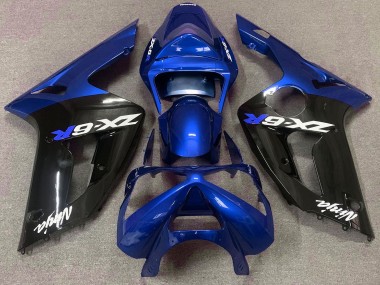 Bleu Brillant & Noir 03-04 Kawasaki ZX6R Carénage