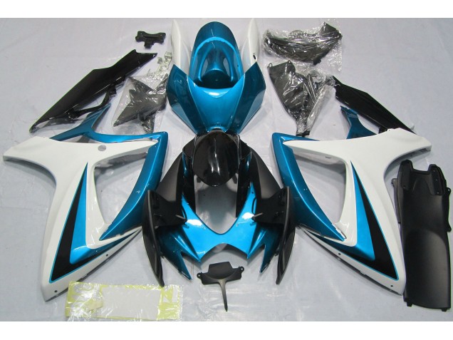 Bleu Clair & Blanc 06-07 Suzuki GSXR 600-750 Carénage Bleu Clair & Blanc 06-07 Suzuki GSXR 600-750 Carénage