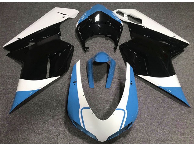 Bleu Clair Brillant Blanc & Noir 07-14 Ducati 848 1098 1198 Carénage Bleu Clair Brillant Blanc & Noir 07-14 Ducati 848 1098 1198 Carénage