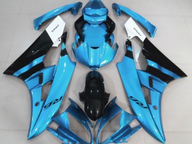 Bleu Clair Brillant & Noir 06-07 Yamaha R6 Carénage