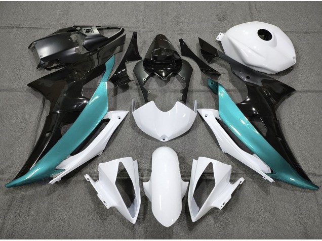 Bleu Clair Personnalisé Noir & Blanc 08-16 Yamaha R6 Carénage Bleu Clair Personnalisé Noir & Blanc 08-16 Yamaha R6 Carénage