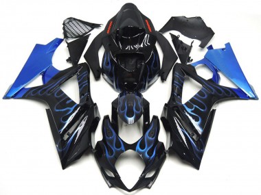 Bleu & Noir Personnalisés Flamme 07-08 Suzuki GSXR 1000 Carénage