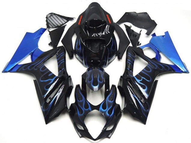 Bleu & Noir Personnalisés Flamme 07-08 Suzuki GSXR 1000 Carénage Bleu & Noir Personnalisés Flamme 07-08 Suzuki GSXR 1000 Carénage
