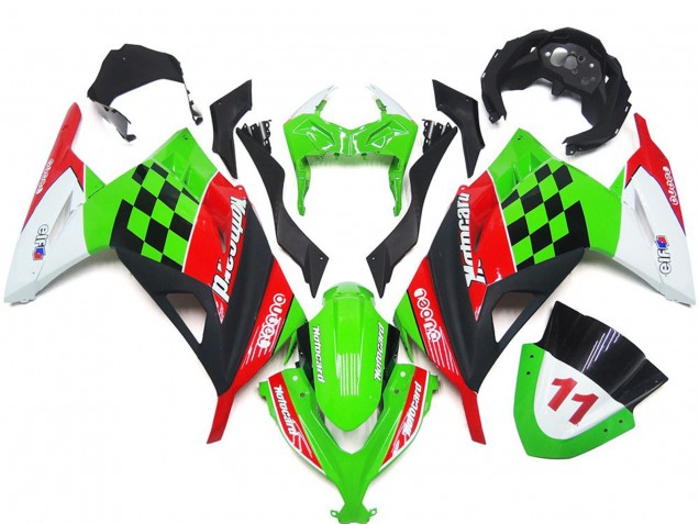 Carreaux Rouges & Noirs Brillants 13-18 Kawasaki Ninja 300 Carénage Carreaux Rouges & Noirs Brillants 13-18 Kawasaki Ninja 300 Carénage