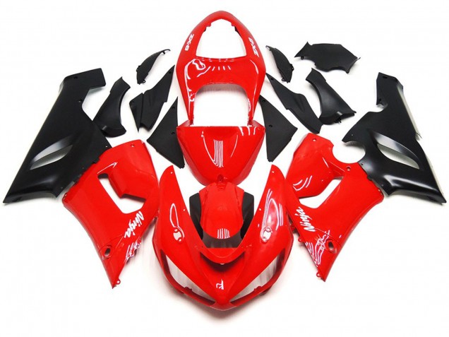 Décalcomanies Blanches Rouges Brillantes Unies 05-06 Kawasaki ZX6R Carénage Décalcomanies Blanches Rouges Brillantes Unies 05-06 Kawasaki ZX6R Carénage