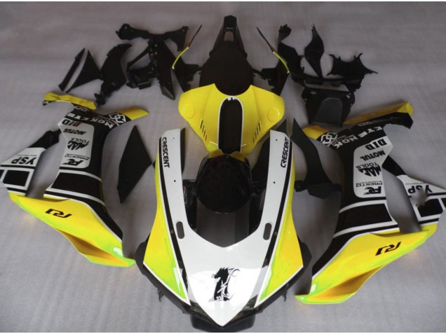 Jaune Brillant & Blanc 15-19 Yamaha R1 Carénage Jaune Brillant & Blanc 15-19 Yamaha R1 Carénage