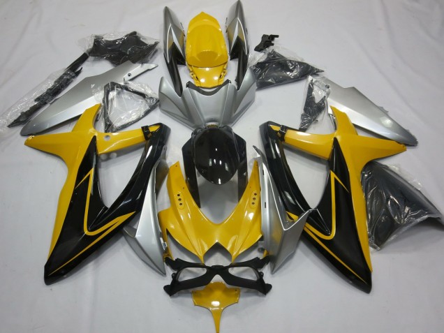 Jaune Noir & Argent 08-10 Suzuki GSXR 600-750 Carénage Jaune Noir & Argent 08-10 Suzuki GSXR 600-750 Carénage