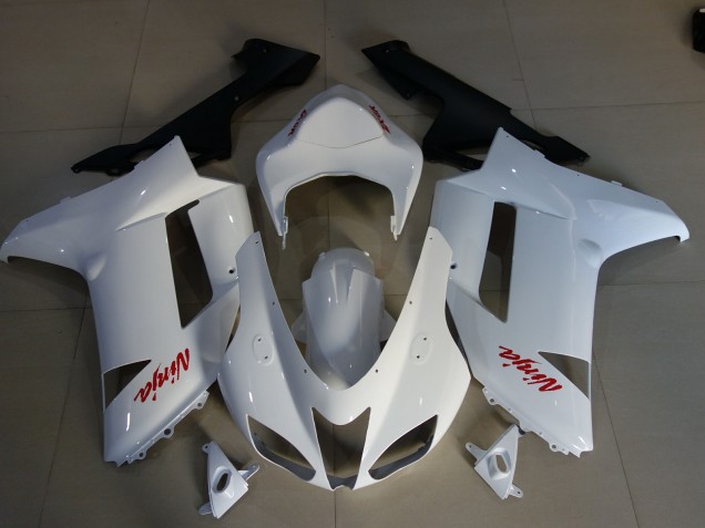 Logos Blanc Brillant & Rouge 07-08 Kawasaki ZX6R Carénage Logos Blanc Brillant & Rouge 07-08 Kawasaki ZX6R Carénage