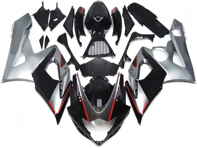 Noir & Argent Brillant Avec Rouge 05-06 Suzuki GSXR 1000 Carénage Noir & Argent Brillant Avec Rouge 05-06 Suzuki GSXR 1000 Carénage