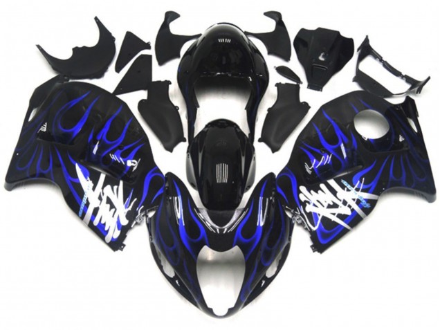 Noir Avec Bleu Profond Flamme 97-07 Suzuki GSXR 1300 Carénage Noir Avec Bleu Profond Flamme 97-07 Suzuki GSXR 1300 Carénage